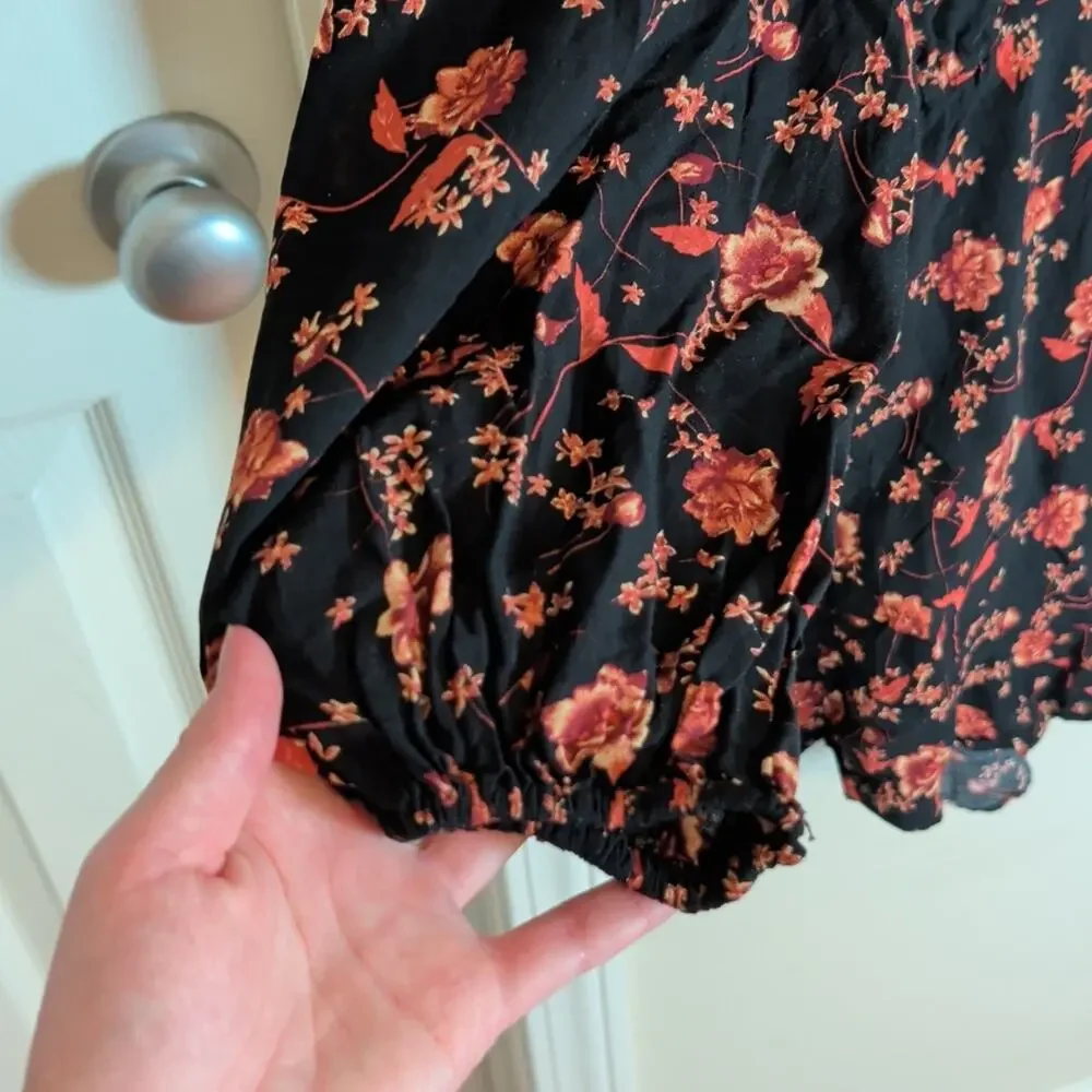 Free People Flower Fields Floral Mini Dress Boho Oversized